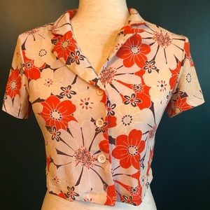 Retro 70’s button up crop top